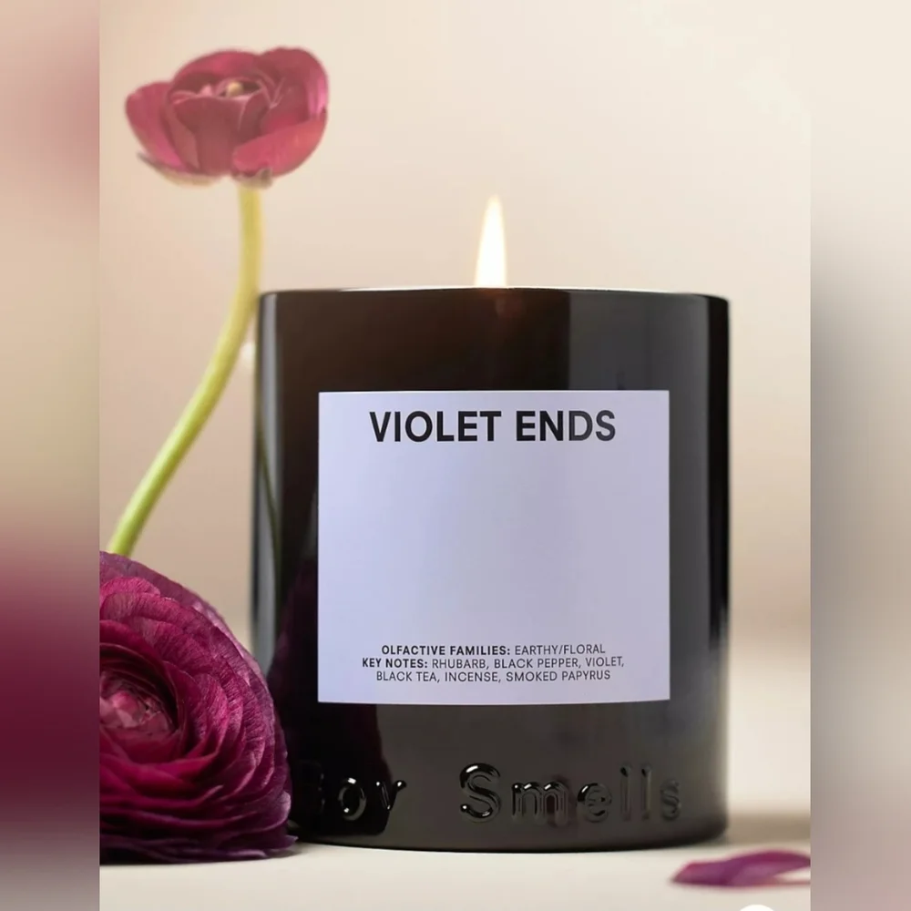 ❤️BUY 2 GET 1 FREE  Boy Smells Violet Ends Boxed Glass Candle, Retail $48.00 USD